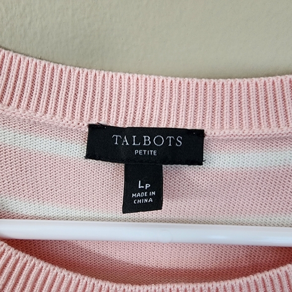 Talbots size Lp sweater pink/white sweater butterfly Lightweight pullover - Picture 6 of 6